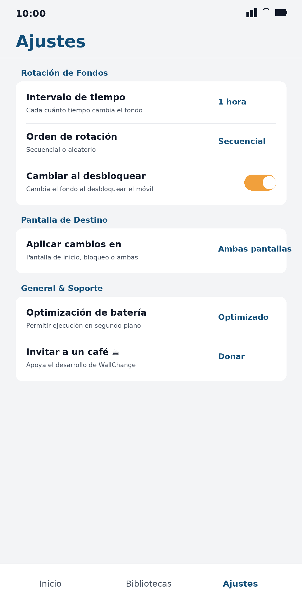 Ajustes Screenshot